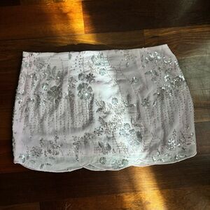 Edikted Nelley Beaded Sequin Chiffon Mini Skirt